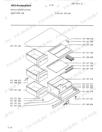 Взрыв-схема холодильника Aeg SAN2240USB - Схема узла Housing 001